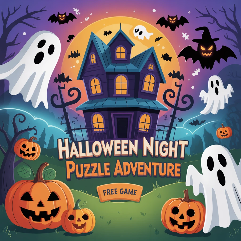 Cover image of Spooky Halloween Night Puzzle Adventure – Free Online Game