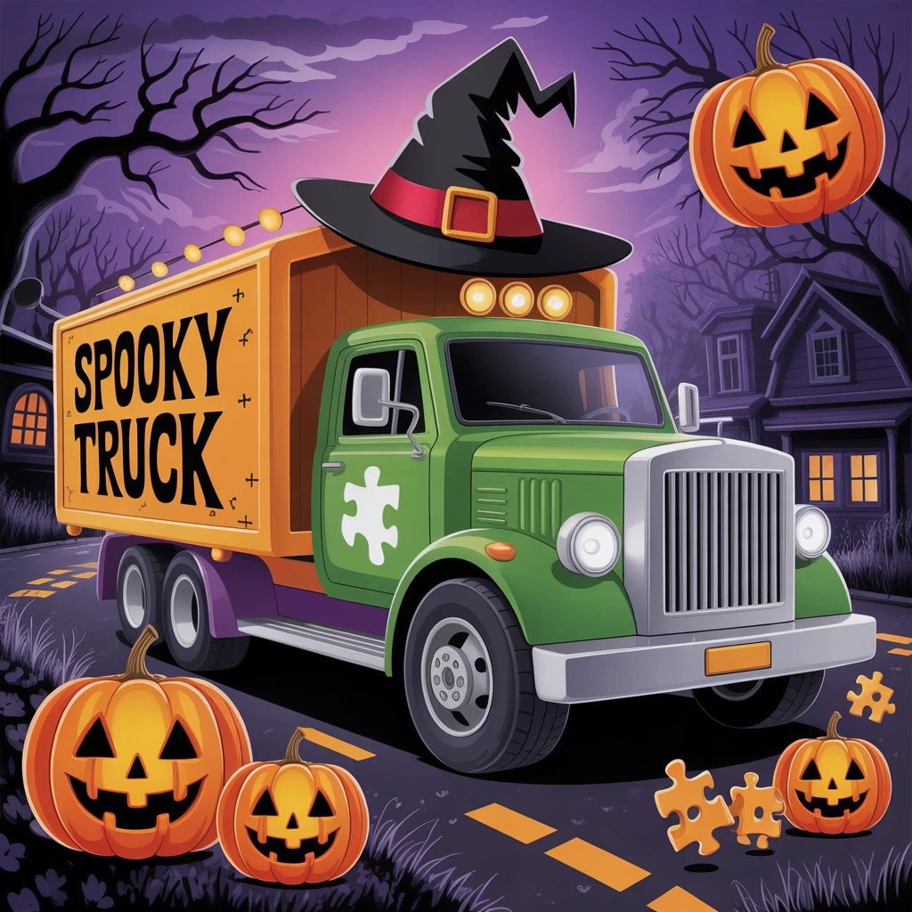 Cover image of Spooky Truck Jigsaw Puzzle Challenge - Play Online for Free!