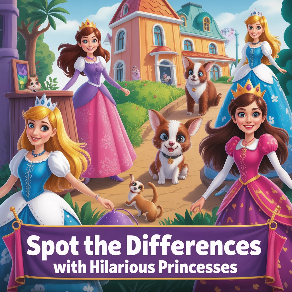 Cover image of Spot the Differences with Hilarious Princesses - A Free Online Game