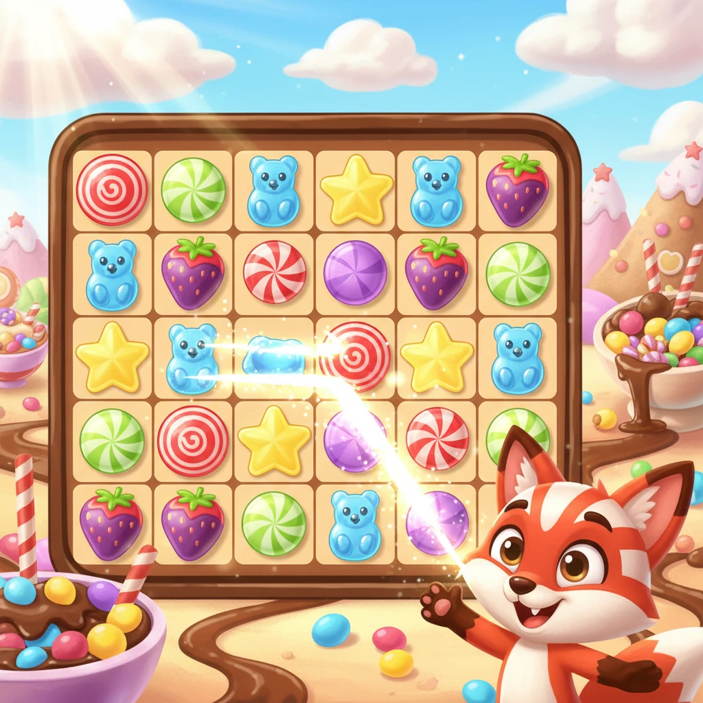Cover image of Sweet Candy Lines: Match & Conquer Free Online Game