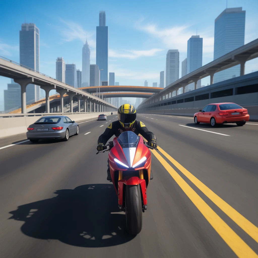 Cover image of Thrilling Highway Bike Stunt Challenge - Play for Free Online!