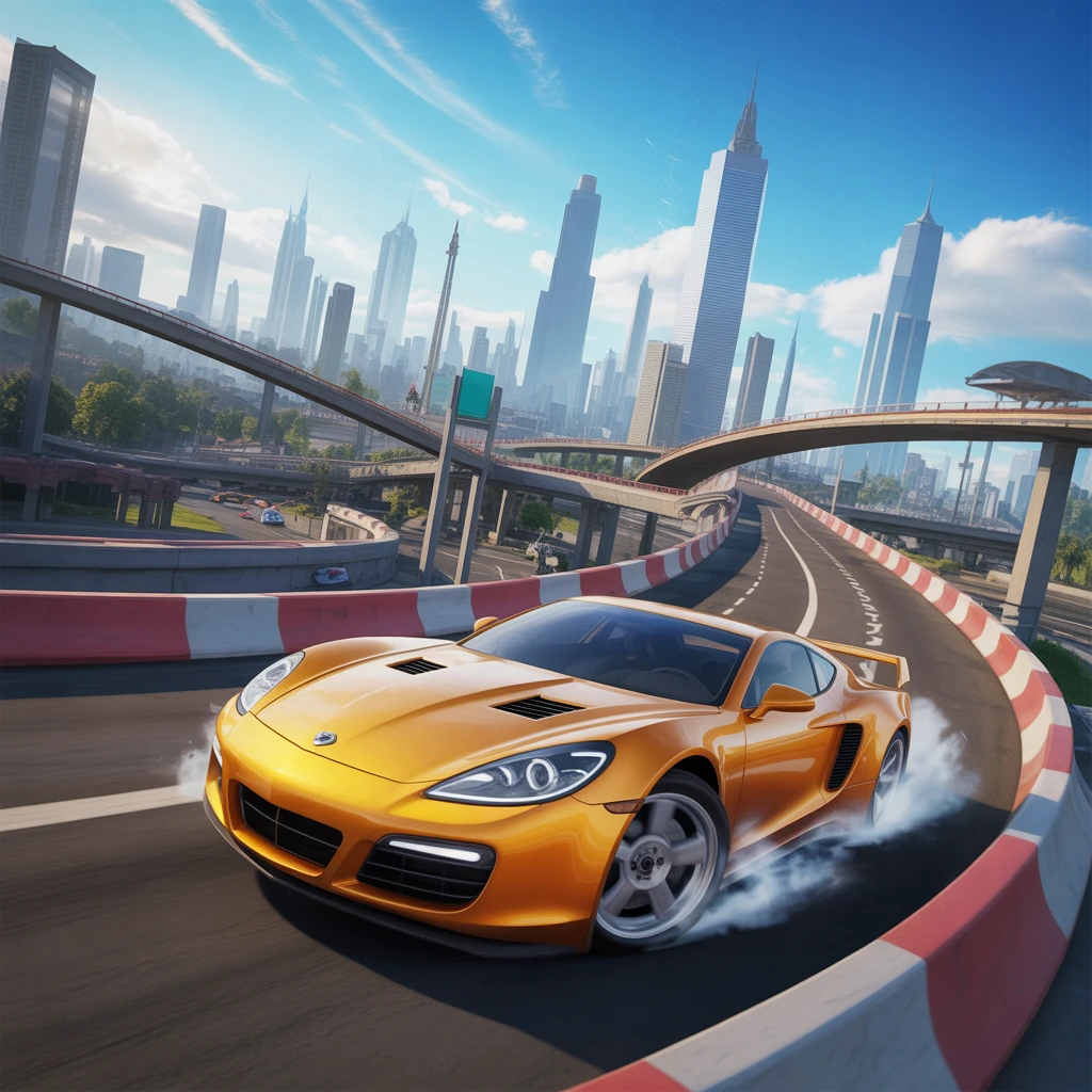 Cover image of Ultimate City Stunt Car Challenge: Free Online Racing Fun