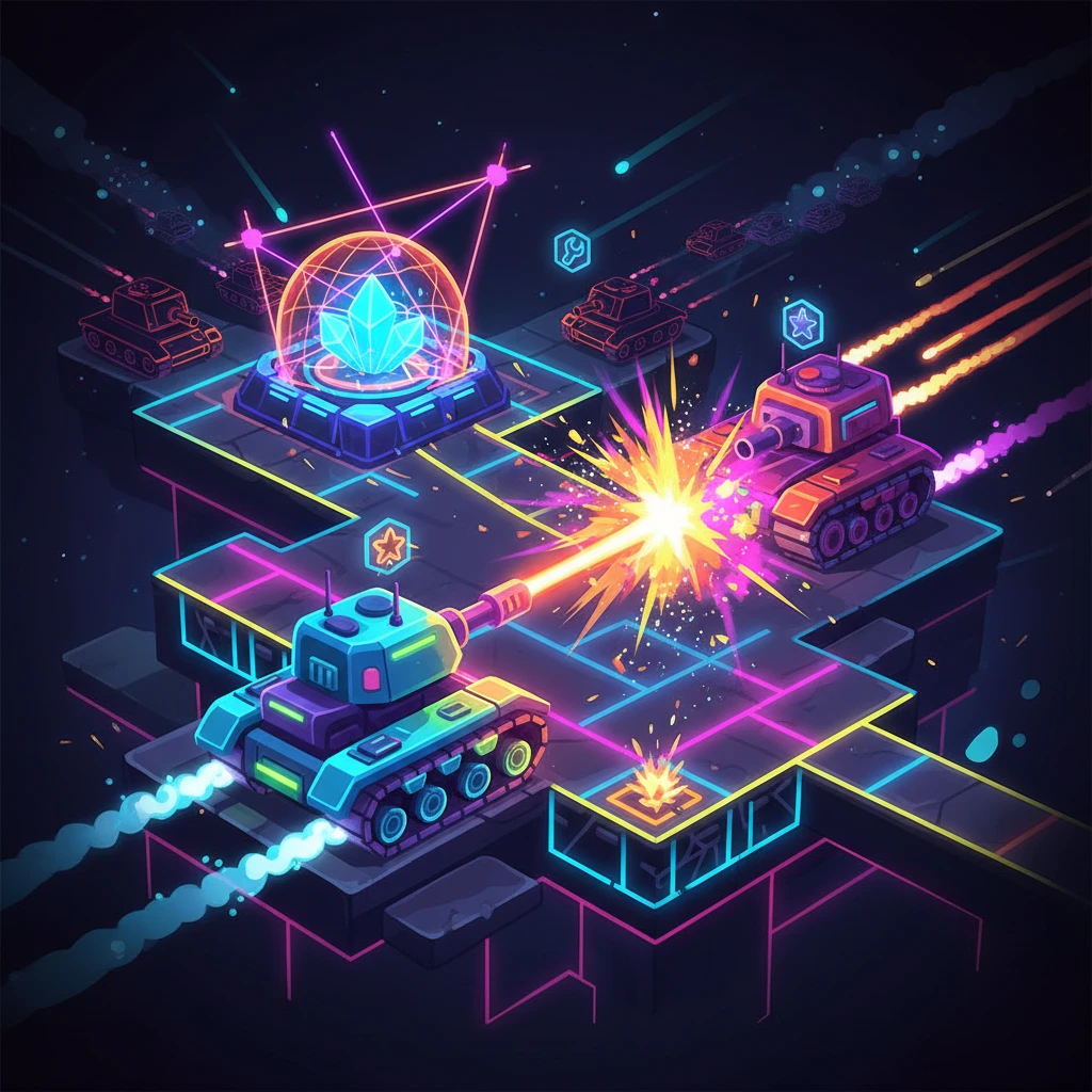 Cover image of Ultimate Neon Tank Showdown: Free Online Battle Game