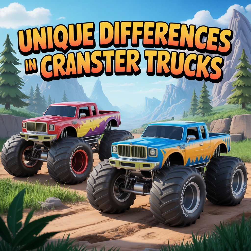 Cover image of Unique Differences in Crazy Monster Trucks: An Exciting Online Game Adventure!