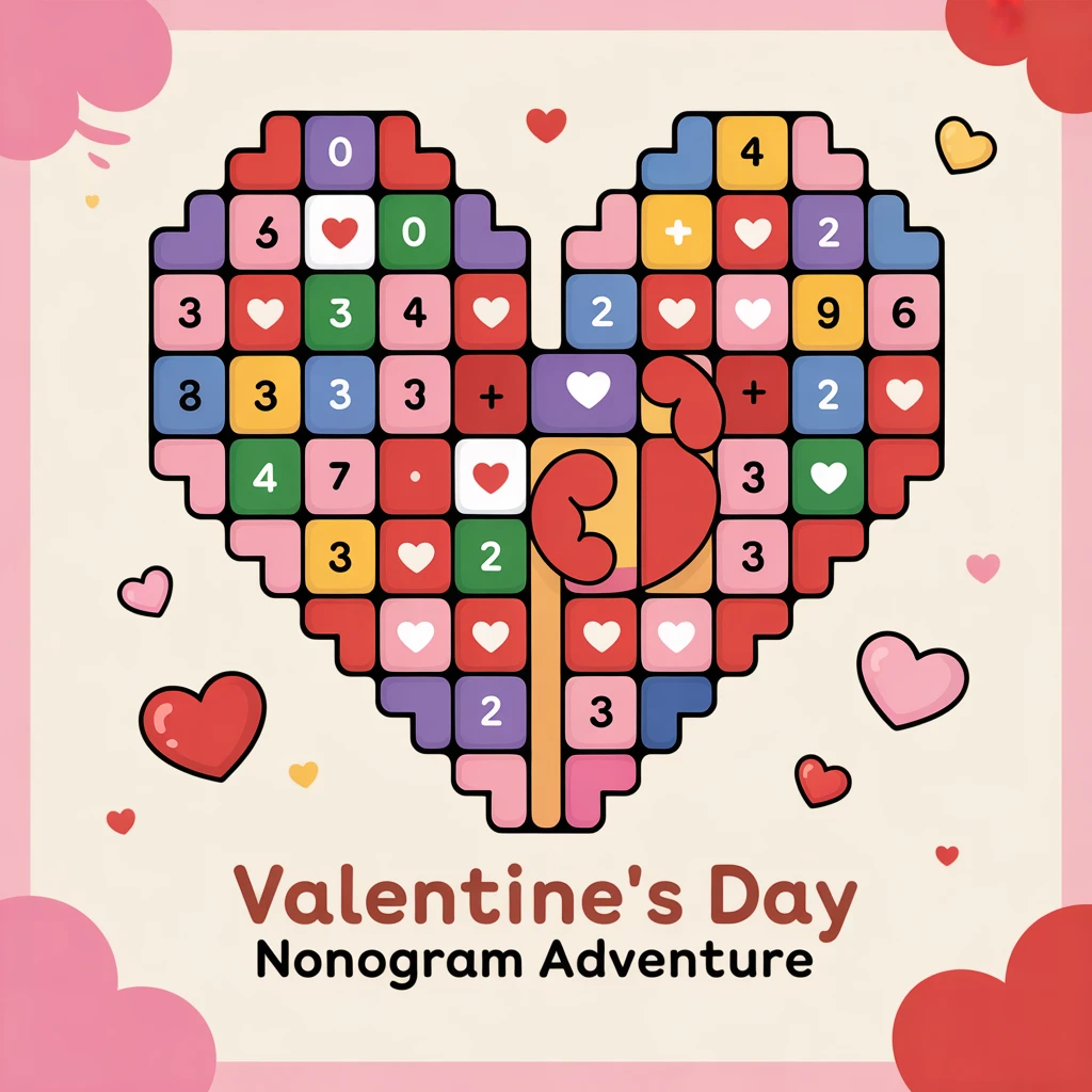 Cover image of Valentine's Day Nonogram Adventure: Solve Love Puzzles Online for Free!