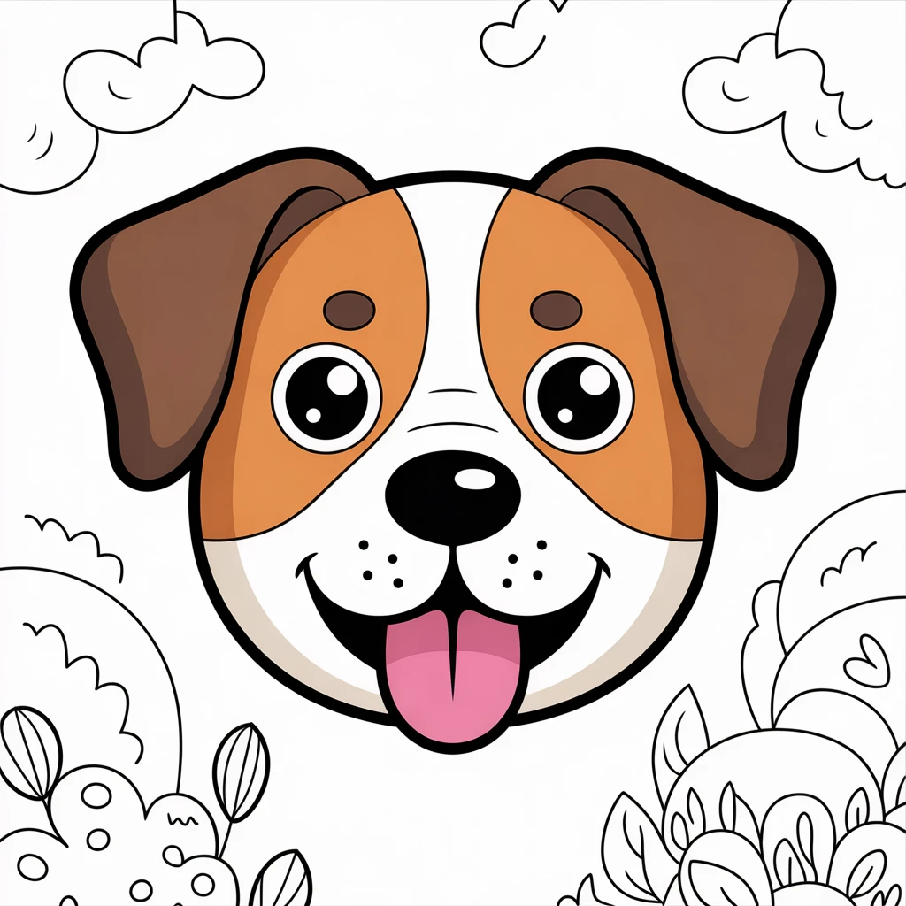 Cover image of Vibrant Doggy Face Free Online Coloring Adventure
