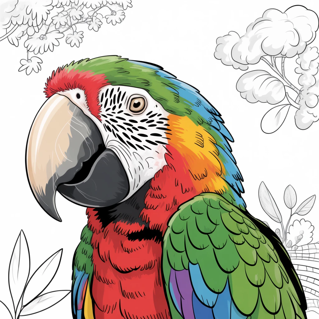 Cover image of Vibrant Parrot Pal: Creative Coloring Adventure Online