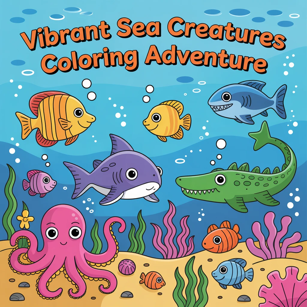 Cover image of Vibrant Sea Creatures Coloring Adventure - Free Online Game
